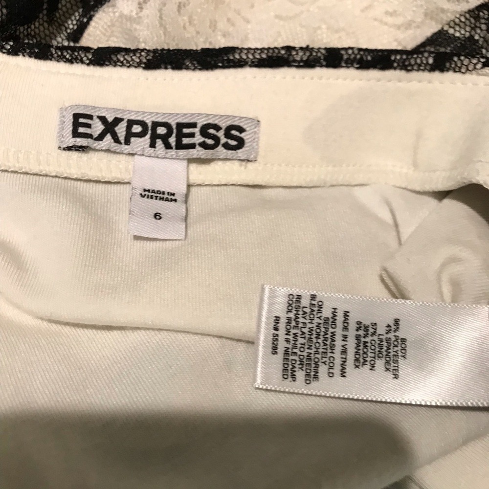 Express Black and White Lace Striped Pencil Skirt - Picture 10 of 10
